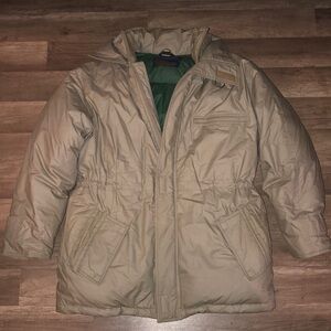 Brooks Brothers Tan Puffer Jacket with Green Lining